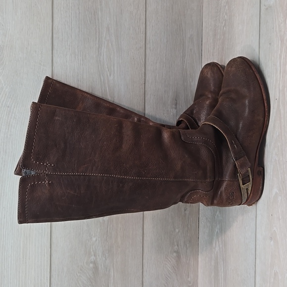 UGG Australia 3184 Women Brown Tall Boots Leather Riding Shoes Sz 7 - Picture 2 of 14